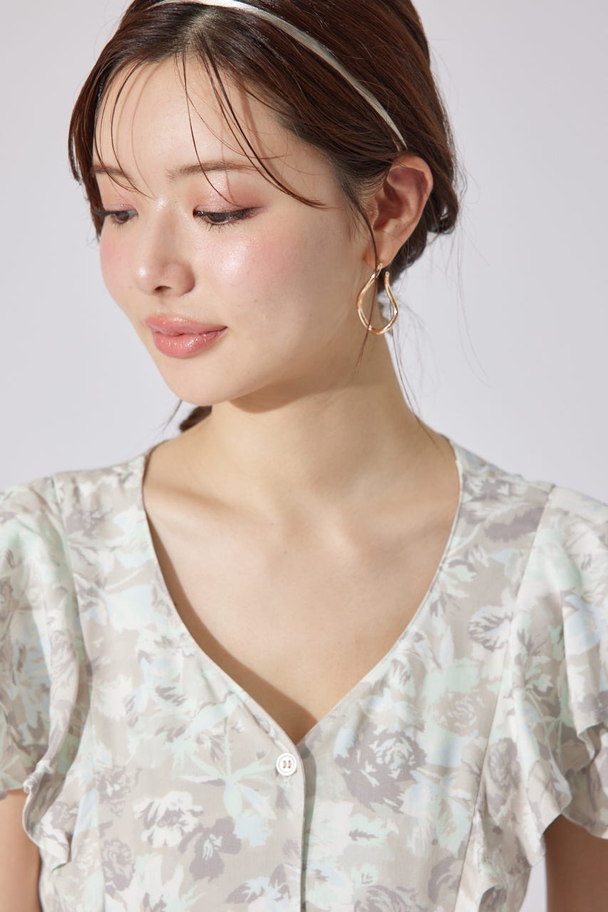 【AKB48 山崎空さん着用】【一部店舗・WEB限定】ダブルフレアスリーブワンピース BEG M