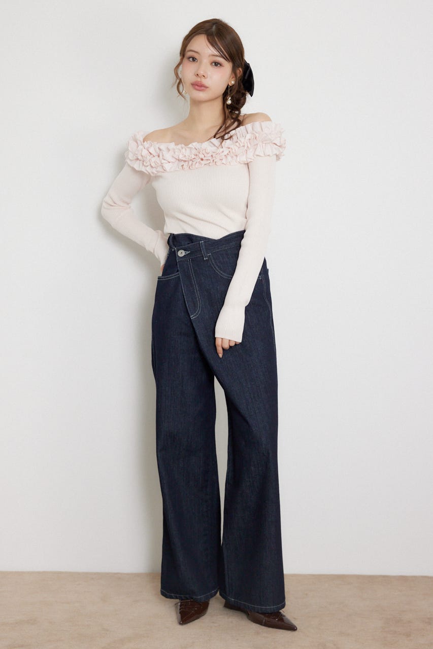 2WAYウエストデザインデニムパンツ D/BLU M