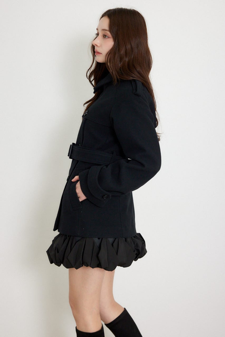 トレンチディテールショートコート BLK M