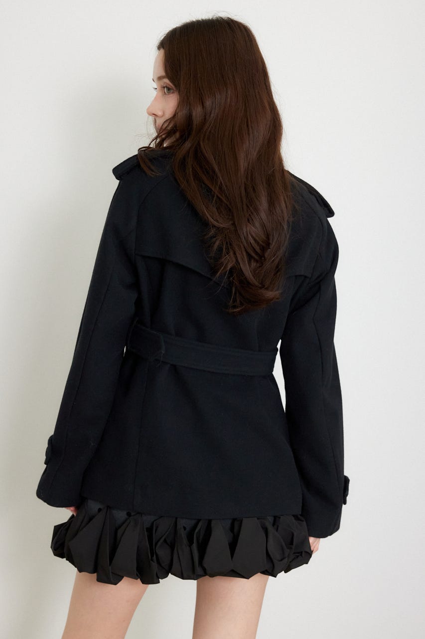 トレンチディテールショートコート BLK M