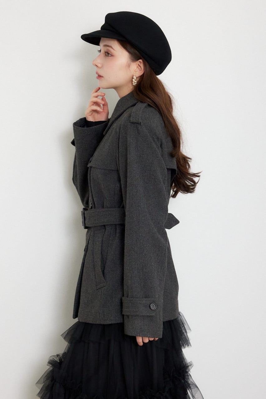 トレンチディテールショートコート GRY M