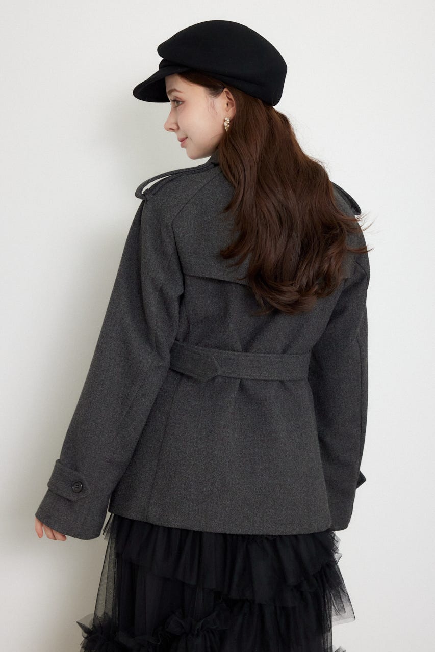 トレンチディテールショートコート GRY M