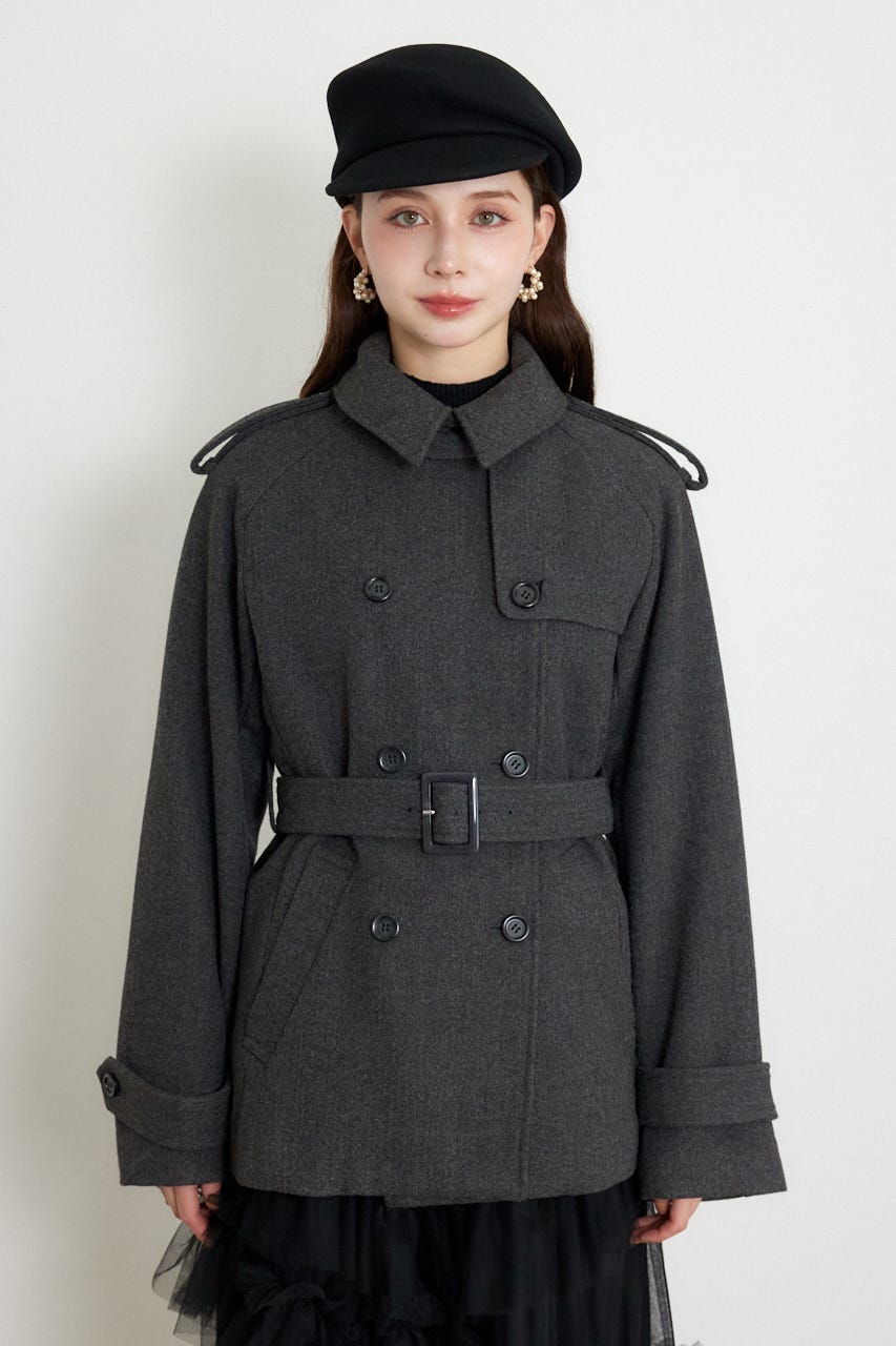 トレンチディテールショートコート GRY M