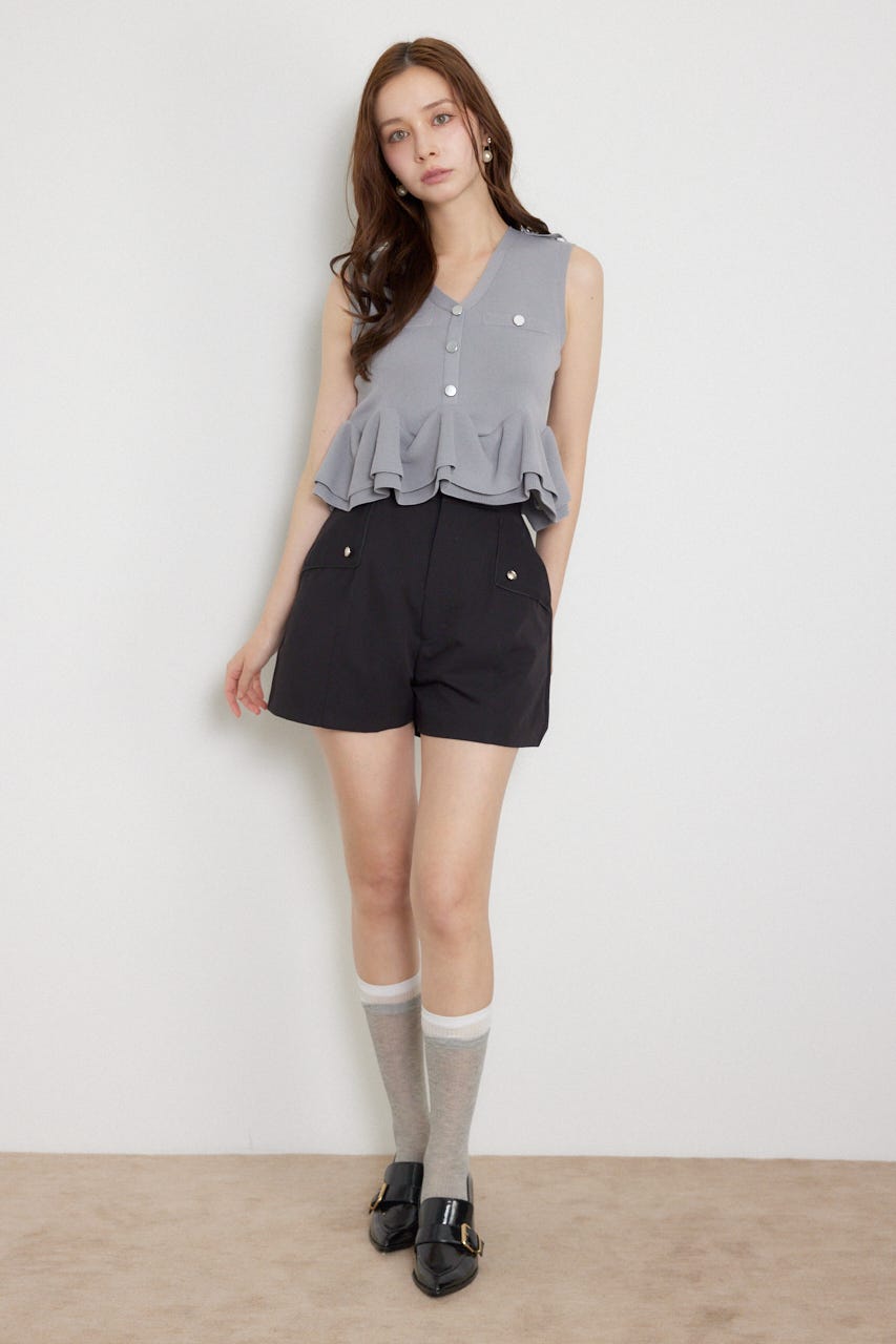 フラップデザインショートパンツ BLK XS