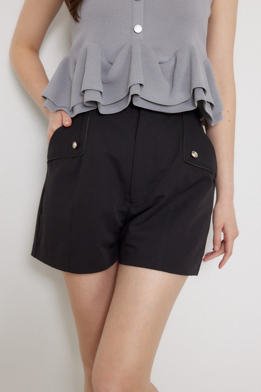 フラップデザインショートパンツ BLK XS