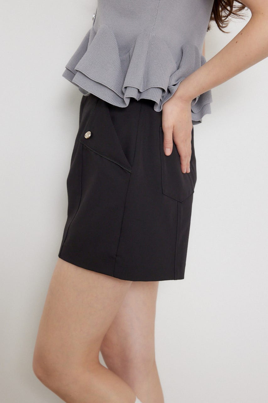 フラップデザインショートパンツ BLK XS