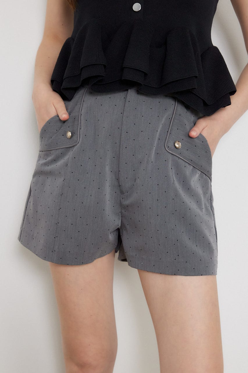 フラップデザインショートパンツ GRY S