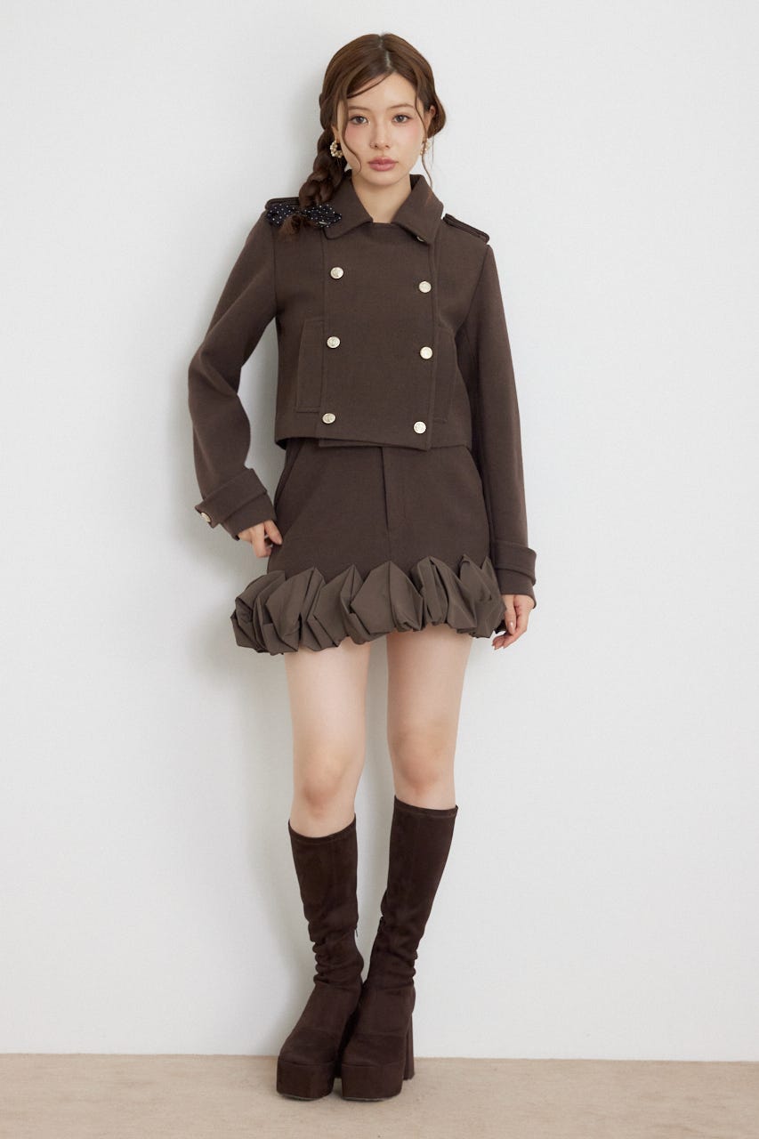 フリルヘムスコートショートパンツ BRN XS