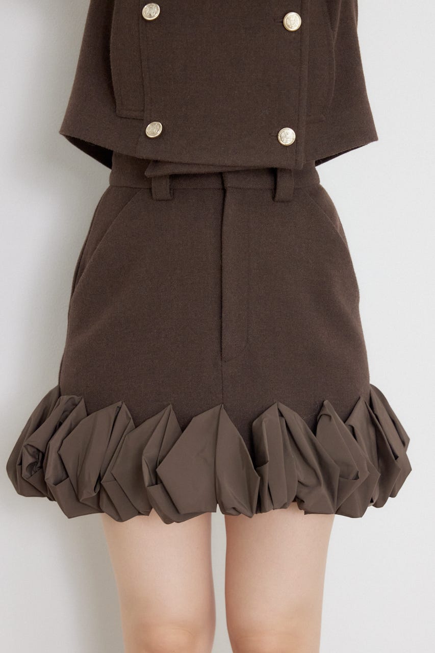 フリルヘムスコートショートパンツ BRN XS