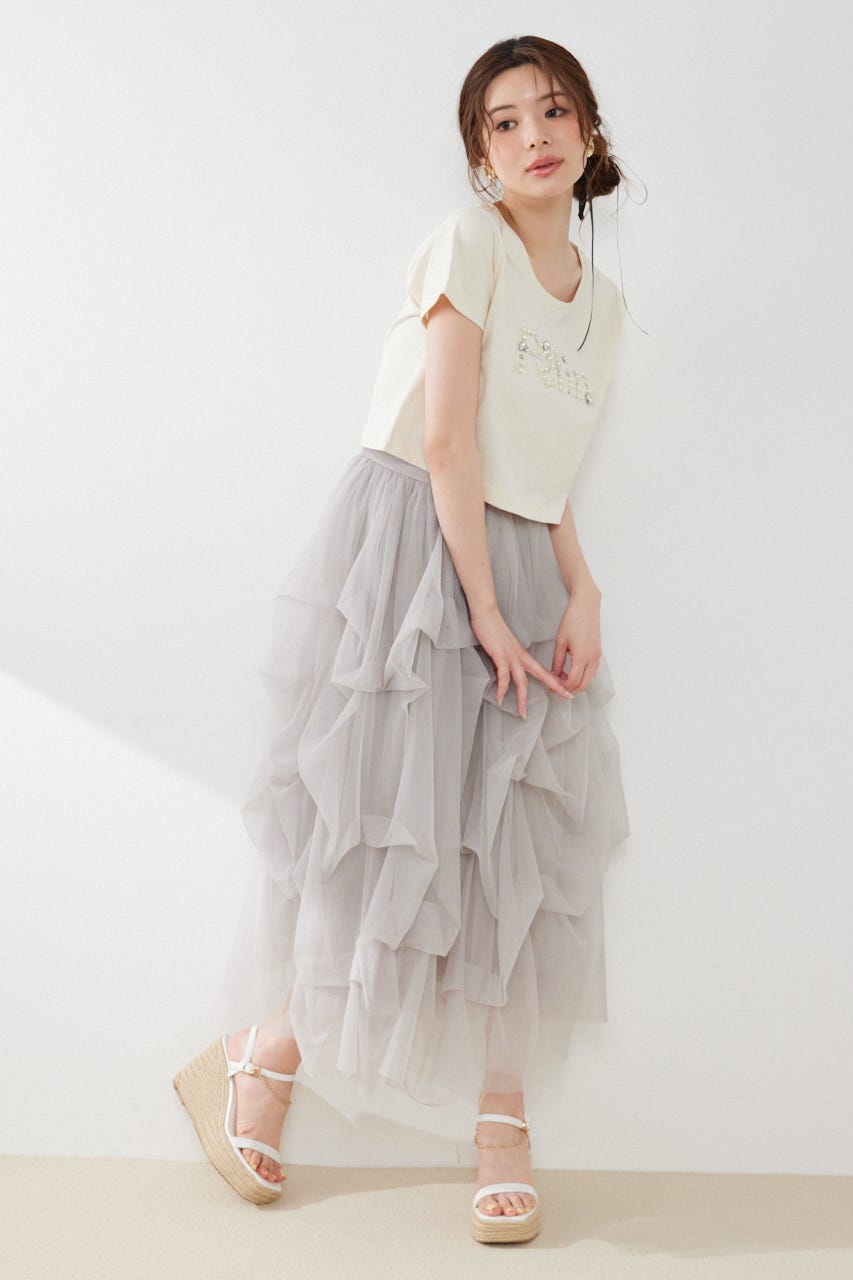 ランダムタックチュールスカート L/GRY M