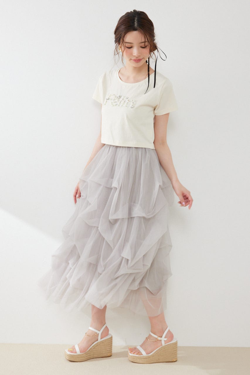 ランダムタックチュールスカート L/GRY M