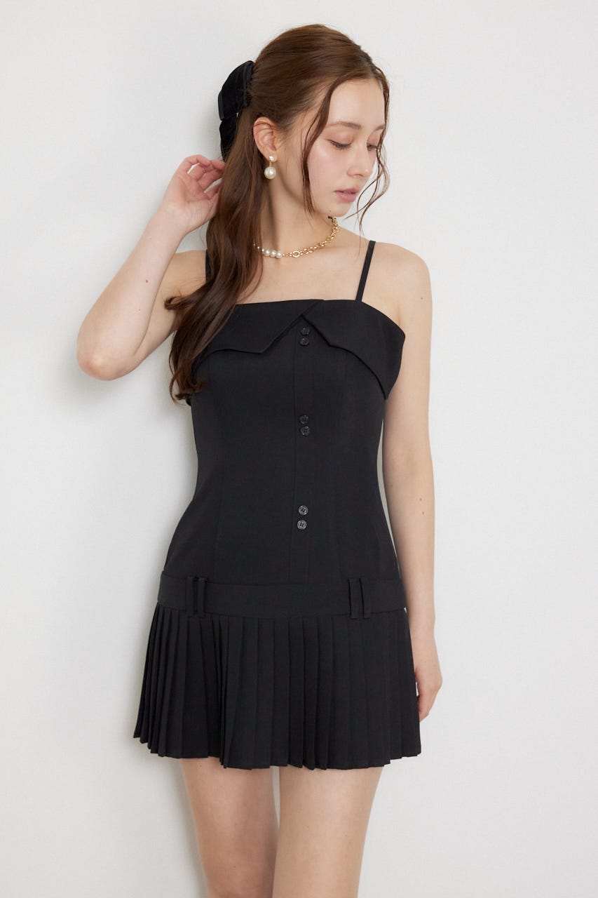 プリーツミニキャミソールワンピース BLK M