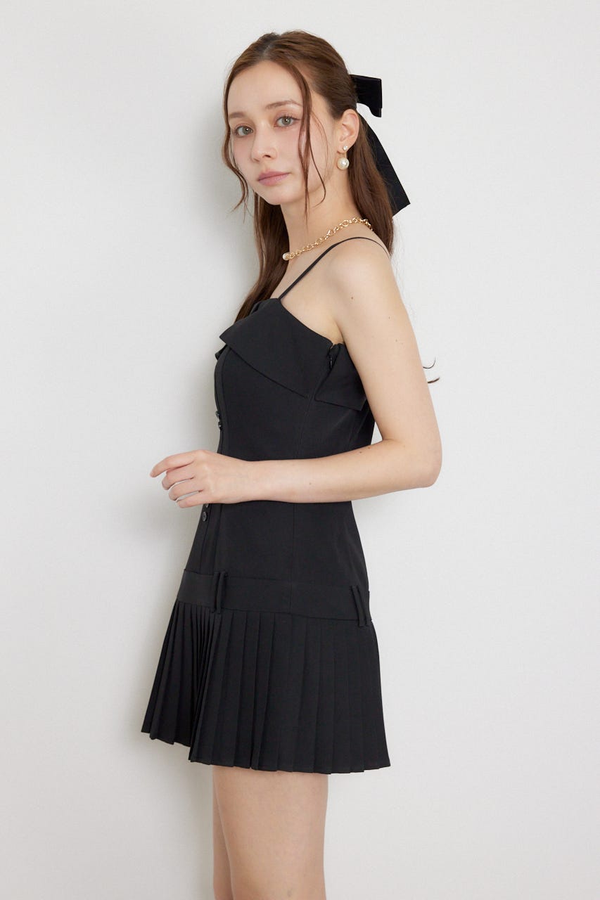 プリーツミニキャミソールワンピース BLK M