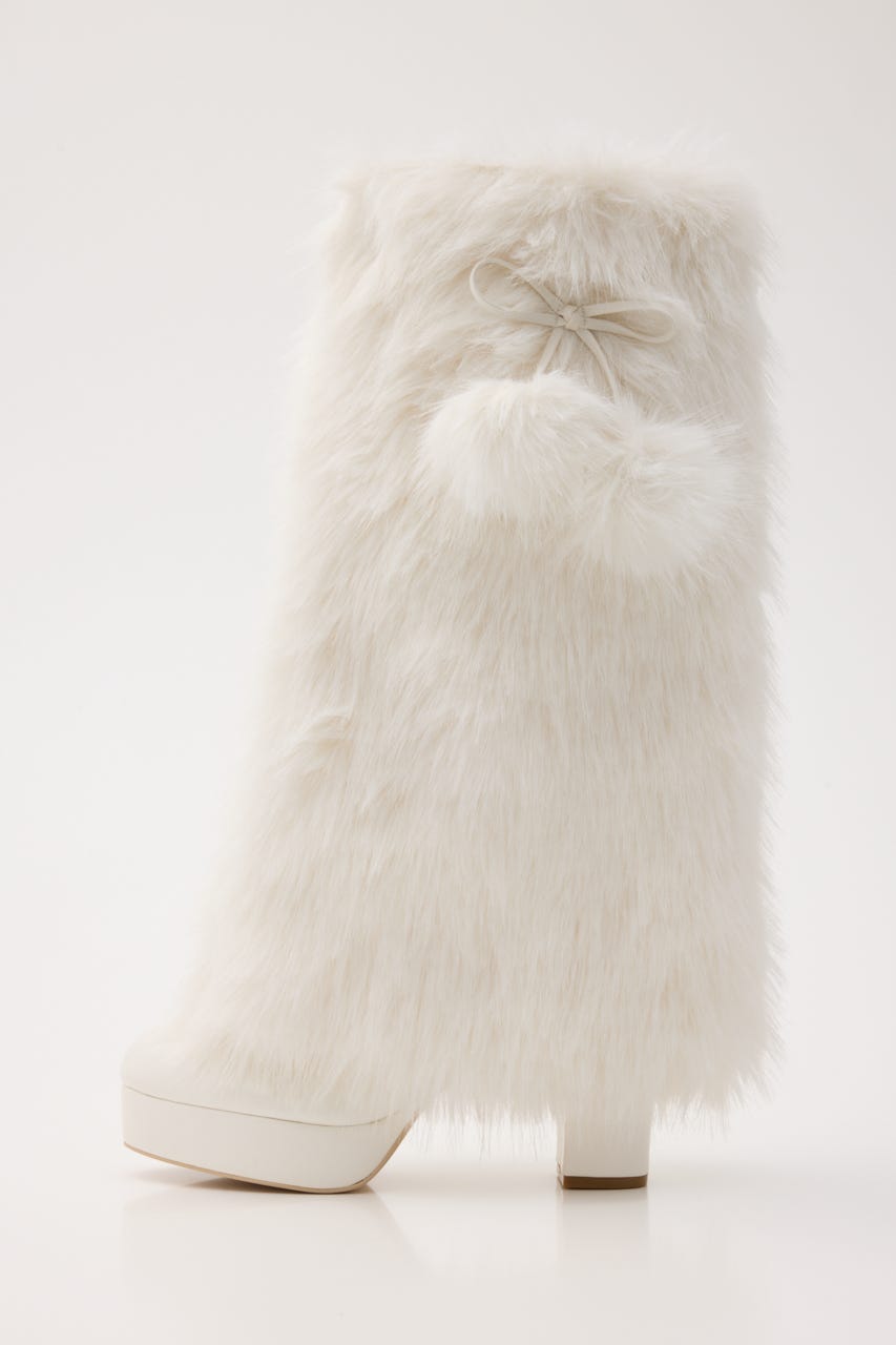 ロングファーブーツ WHT M