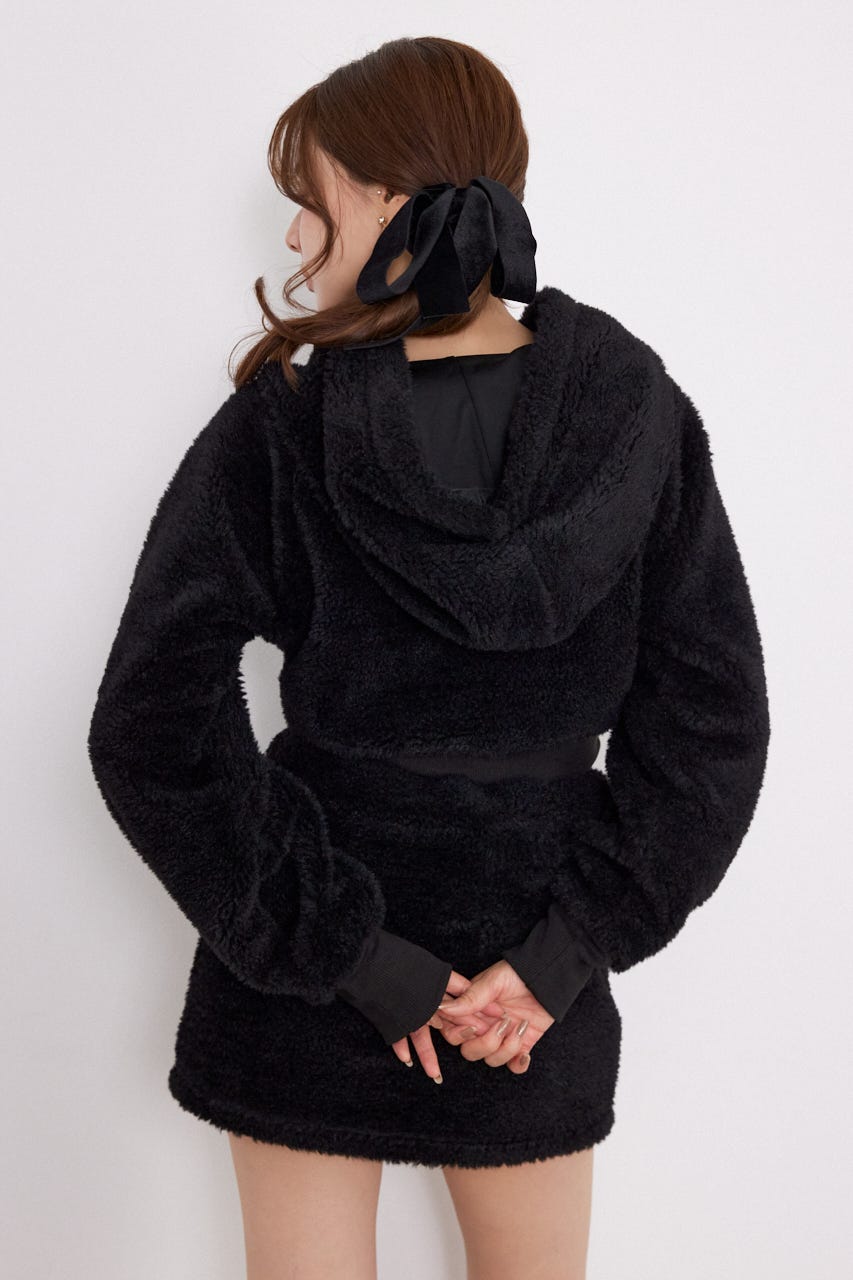 クロップドボアパーカー BLK FREE