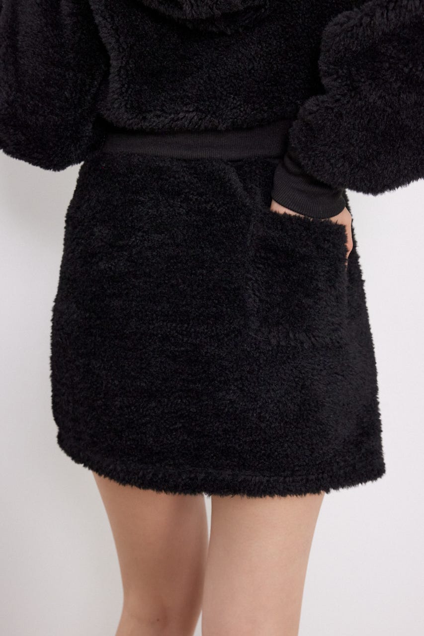 バックポケットボアミニスカート BLK FREE