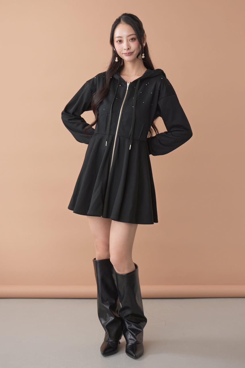 フーディーミニカットワンピース BLK M