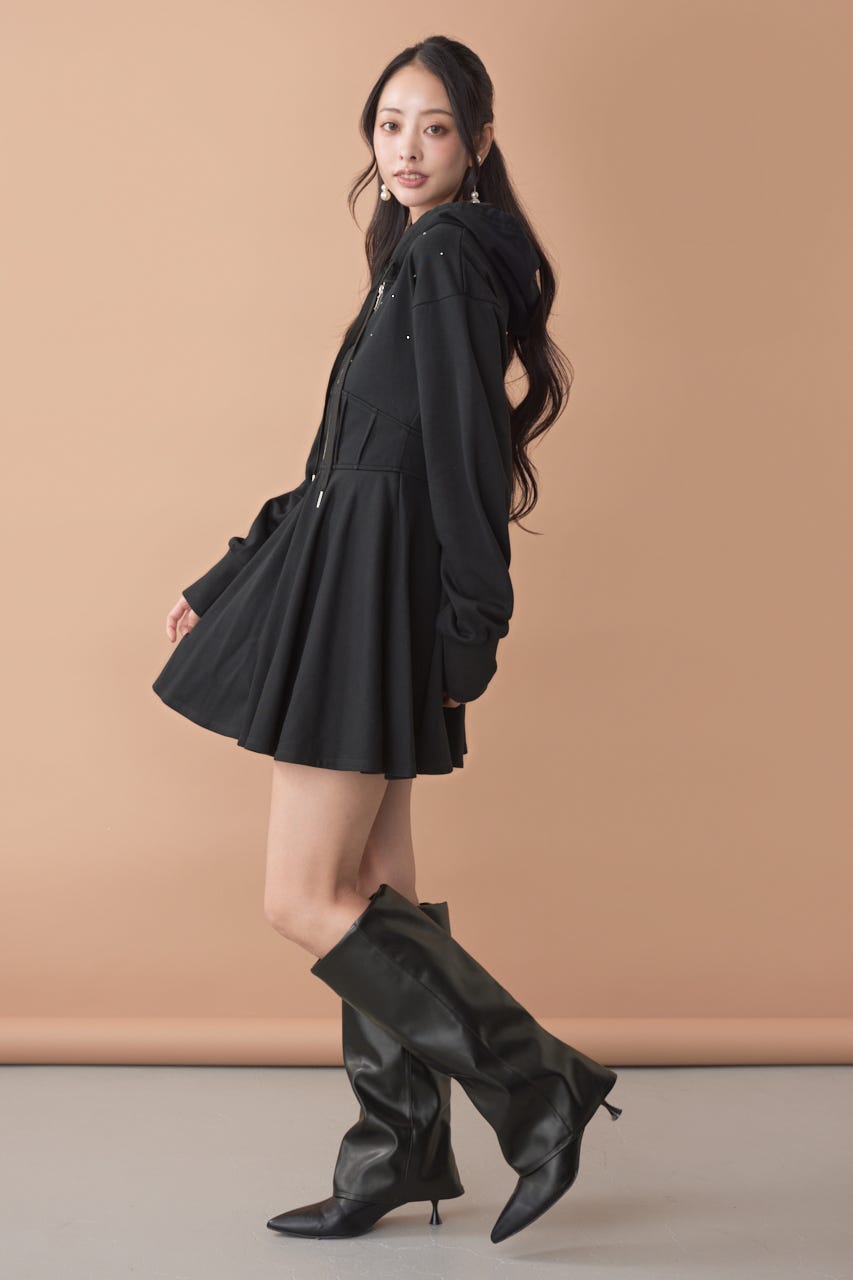 フーディーミニカットワンピース BLK M
