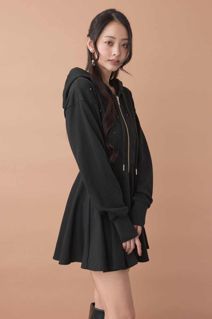 フーディーミニカットワンピース BLK M