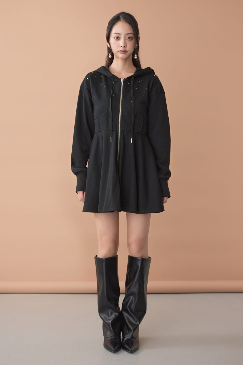 フーディーミニカットワンピース BLK M
