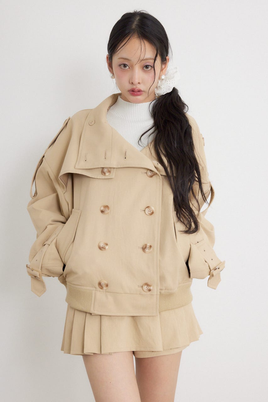 トレンチ風2WAYバルーンブルゾン BEG S