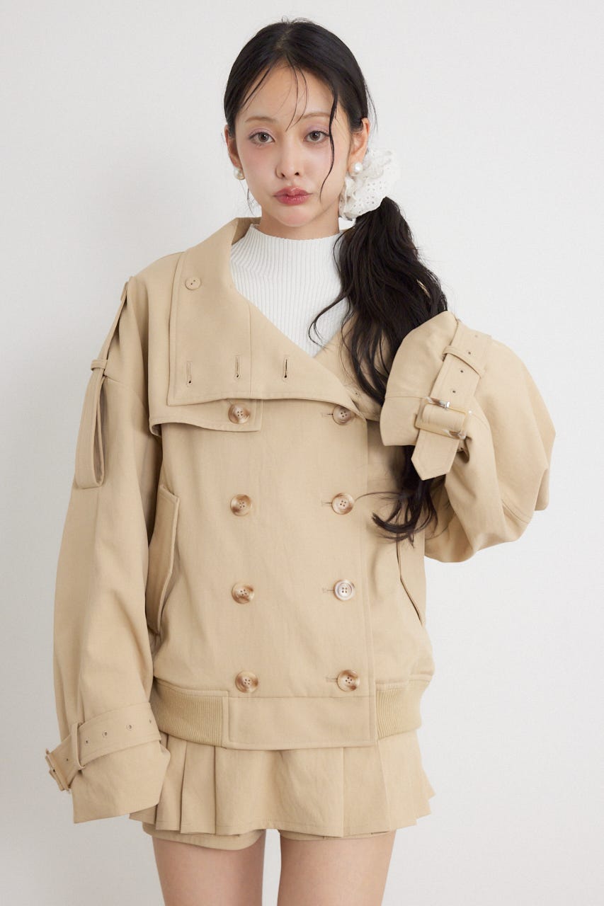 トレンチ風2WAYバルーンブルゾン BEG S