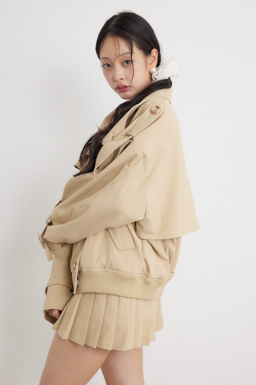 トレンチ風2WAYバルーンブルゾン BEG S