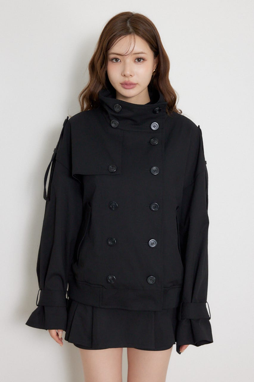 トレンチ風2WAYバルーンブルゾン BLK M