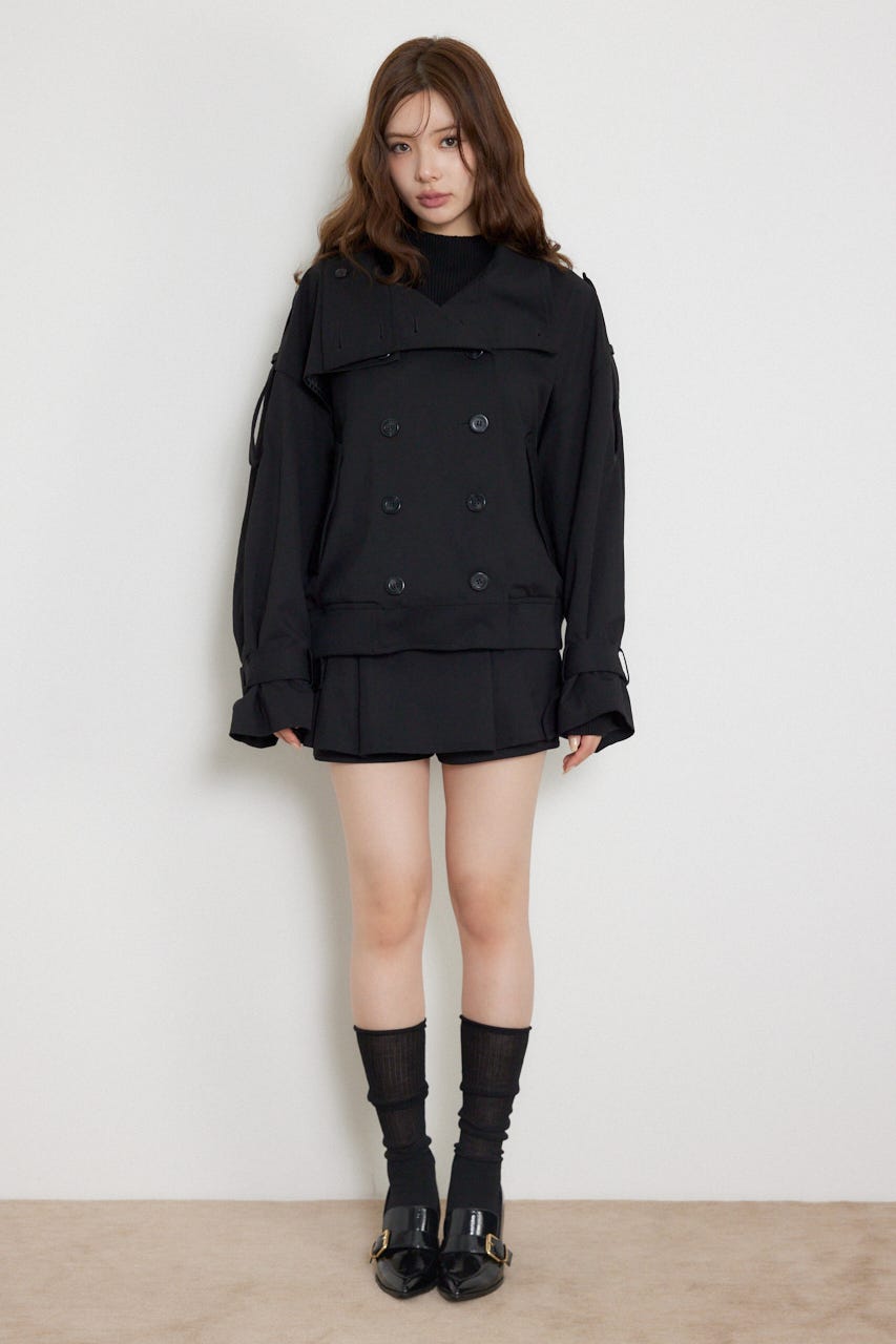 トレンチ風2WAYバルーンブルゾン BLK M