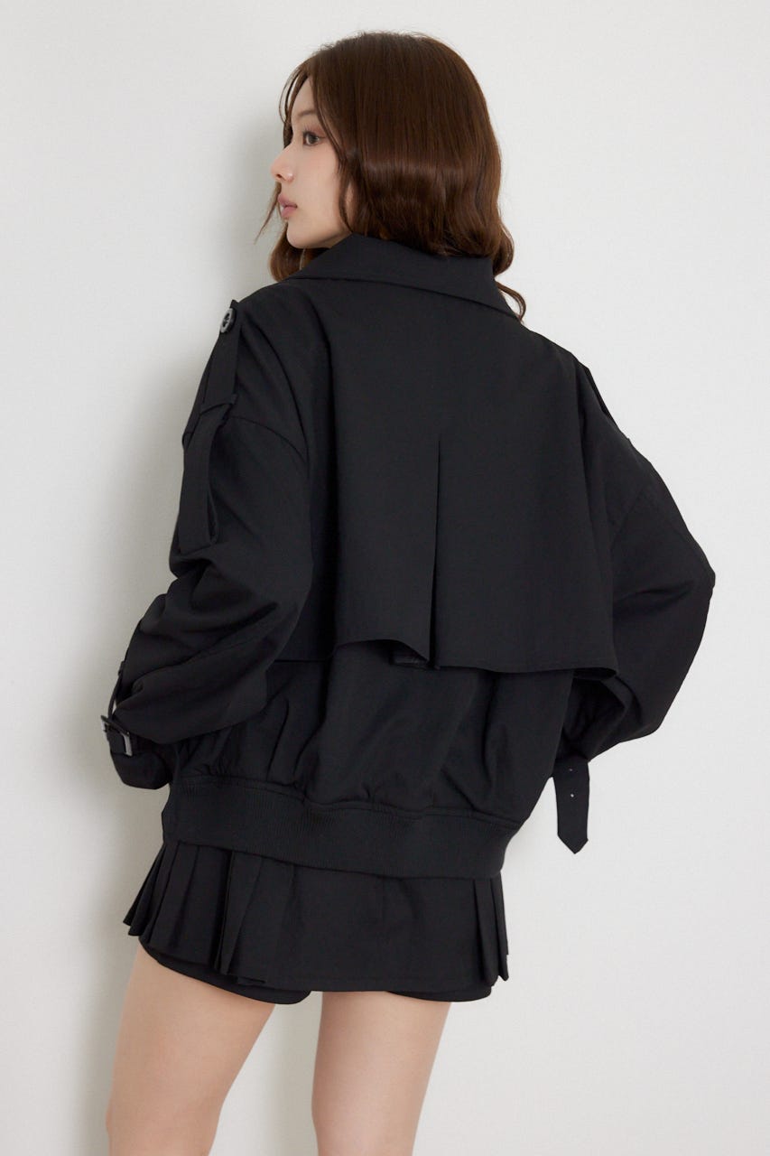 トレンチ風2WAYバルーンブルゾン BLK M