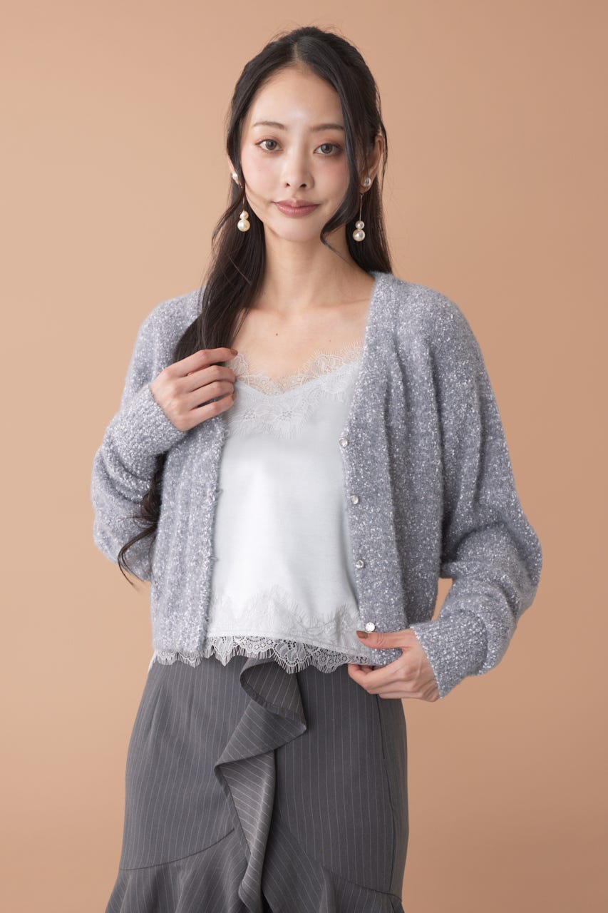 ポイントレースサテンキャミトップス L/BLU FREE
