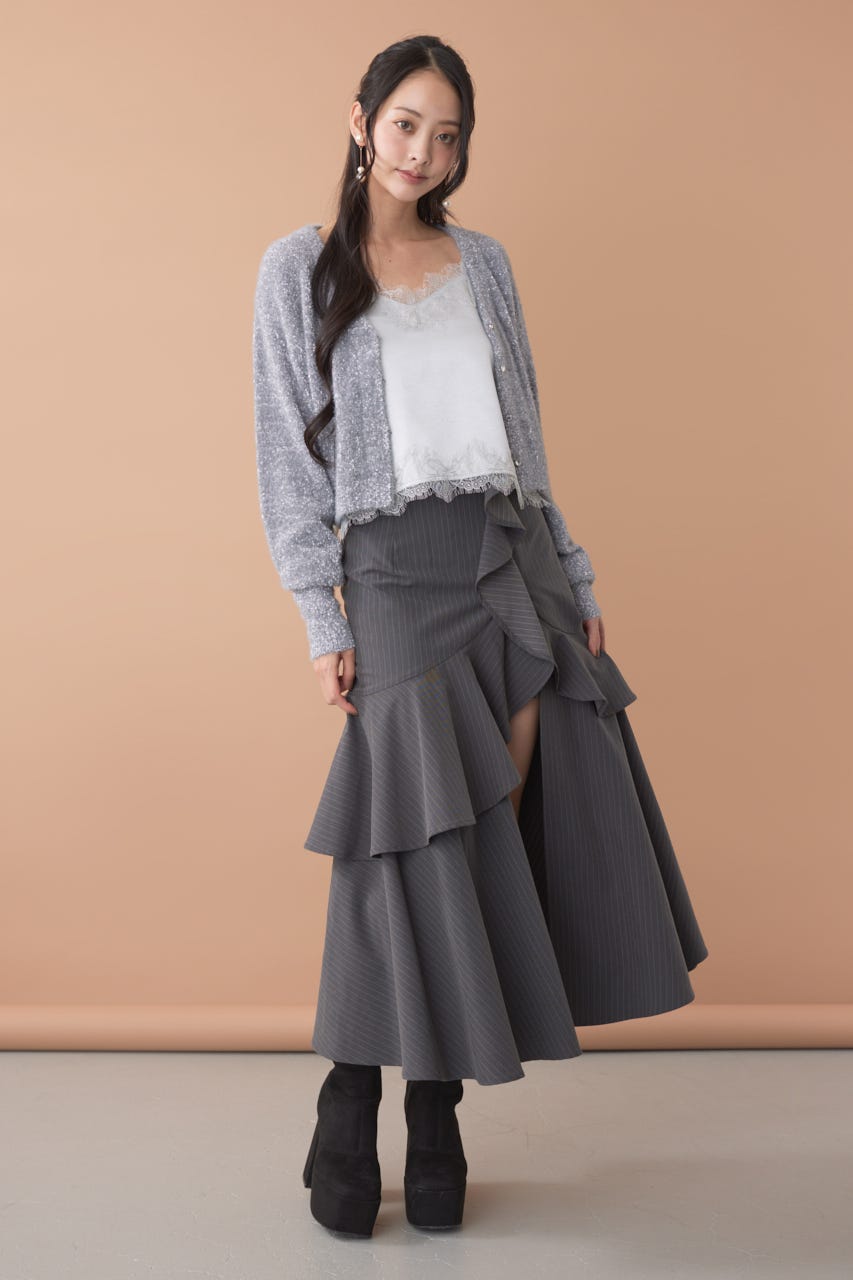 ポイントレースサテンキャミトップス L/BLU FREE