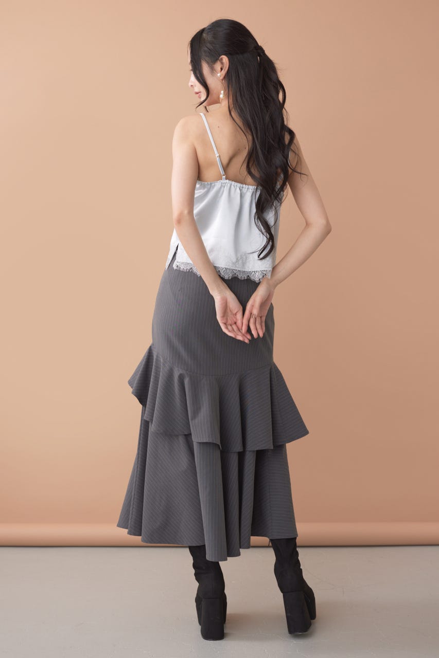 ポイントレースサテンキャミトップス L/BLU FREE