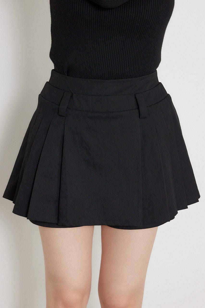 サイドプリーツロー切り替えミニスカート BLK XS