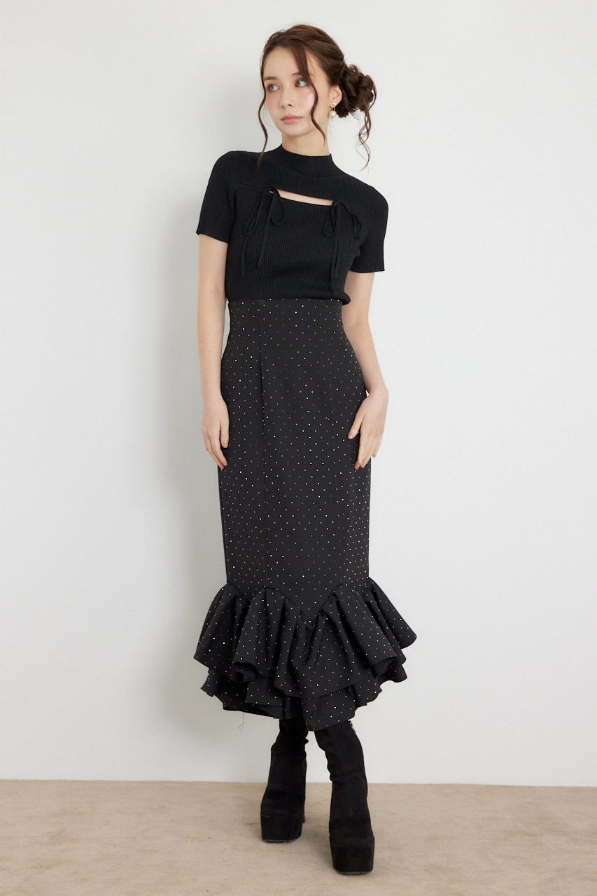 ラッフルマーメイドスカート BLK M