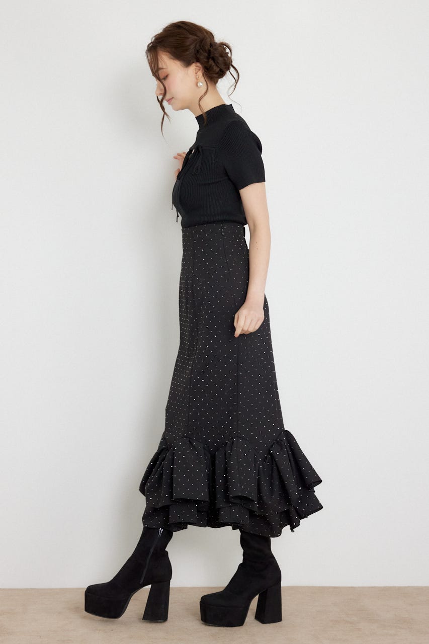 ラッフルマーメイドスカート BLK M