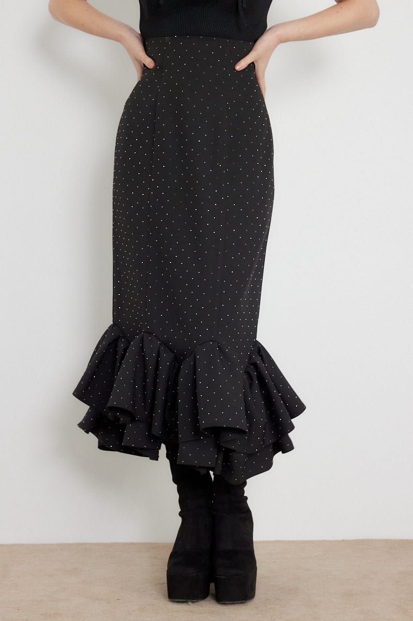 ラッフルマーメイドスカート BLK M