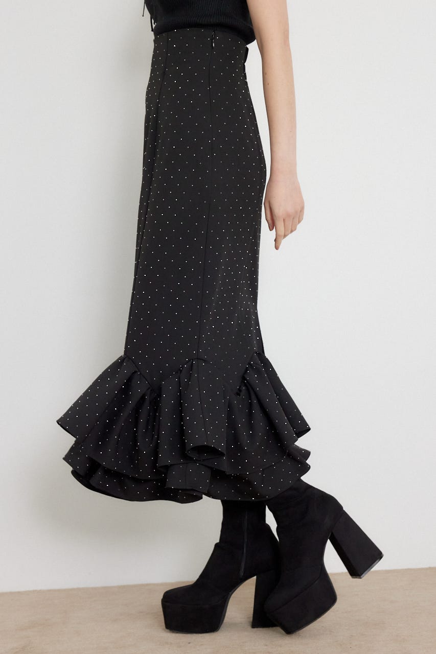 ラッフルマーメイドスカート BLK M