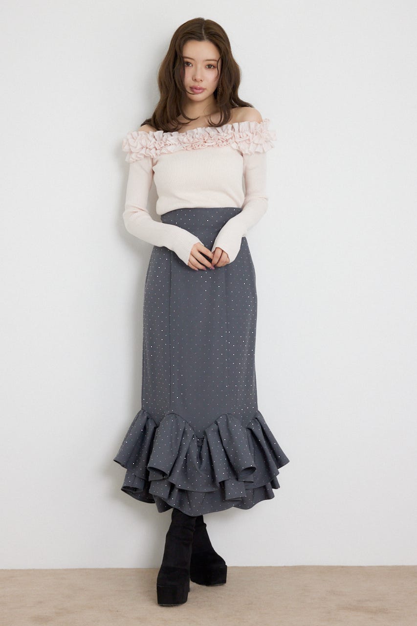 ラッフルマーメイドスカート GRY M