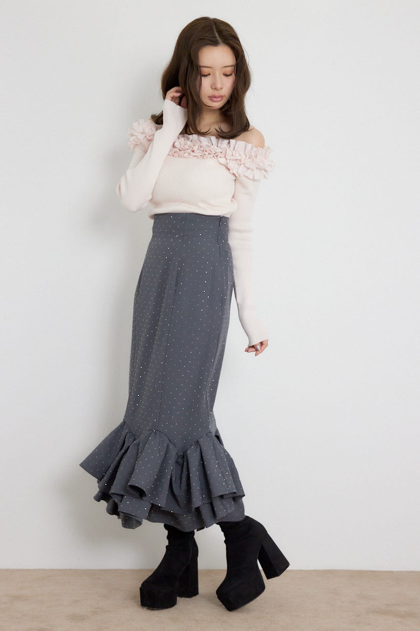 ラッフルマーメイドスカート GRY M