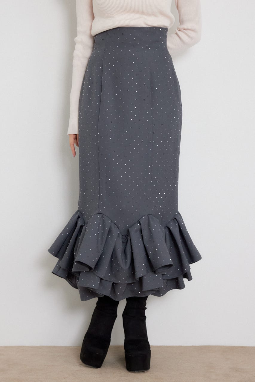 ラッフルマーメイドスカート GRY M