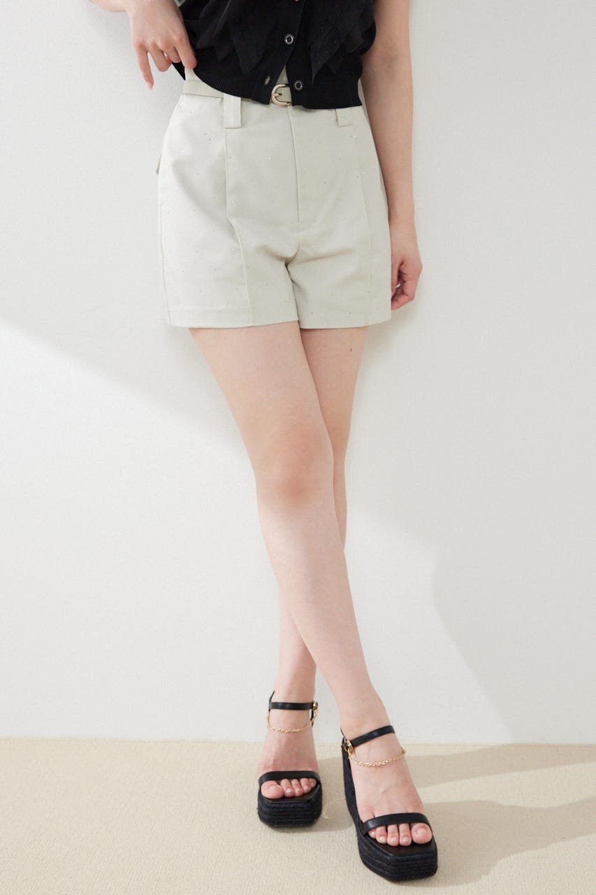 ベルト付きピンタックショートパンツ IVOY S