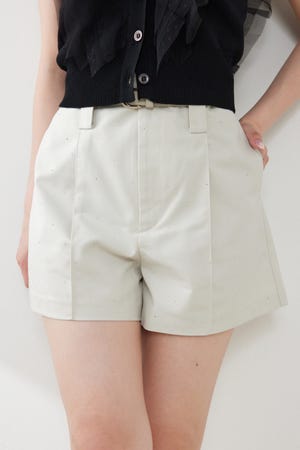 ベルト付きピンタックショートパンツ