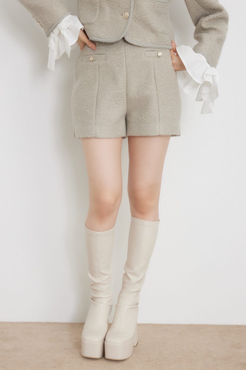 ハイウエストスリットショートパンツ BEG XS