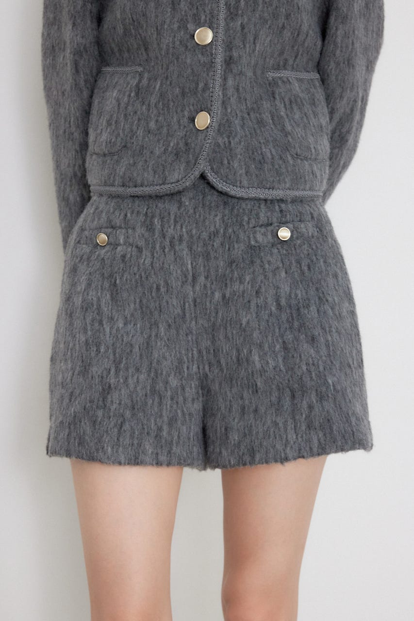 ハイウエストスリットショートパンツ GRY M