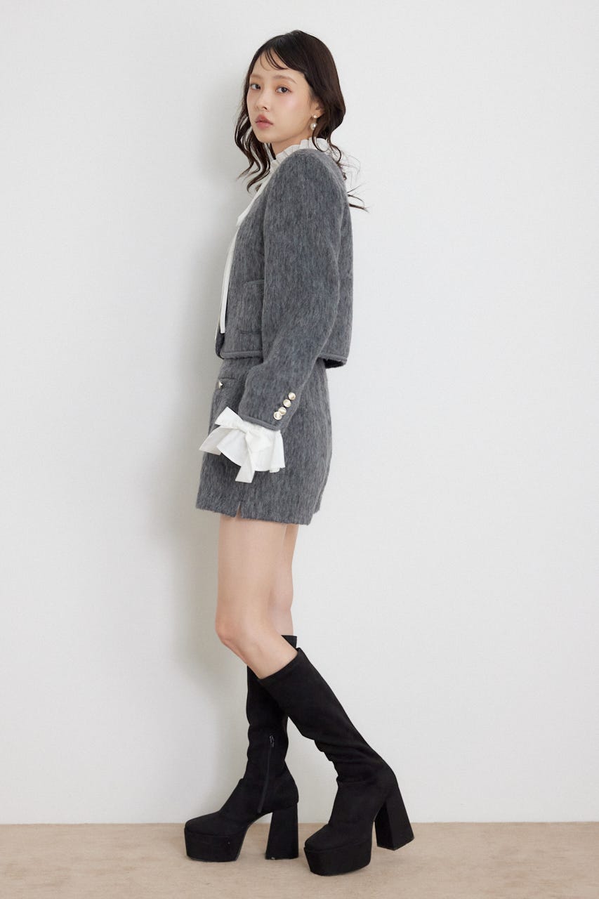 ハイウエストスリットショートパンツ GRY M