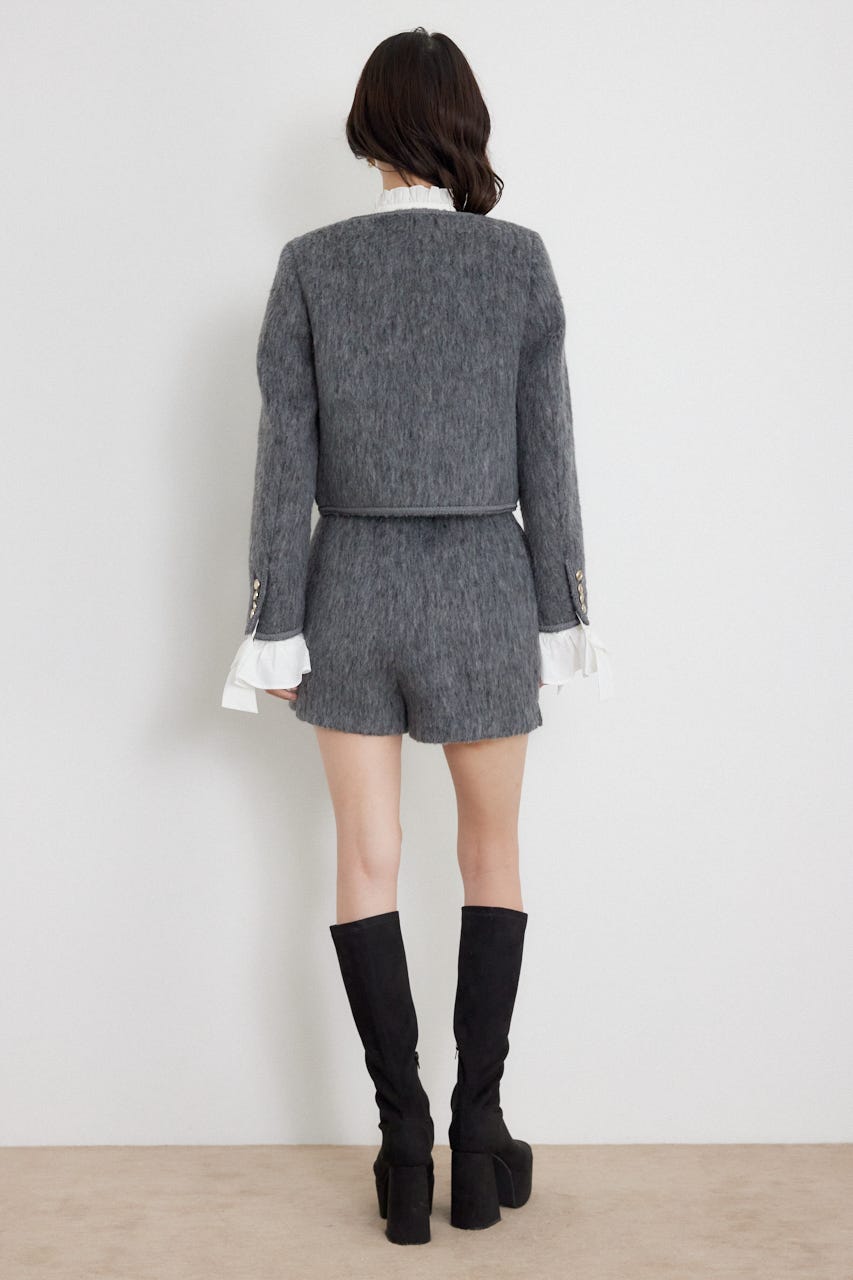 ハイウエストスリットショートパンツ GRY M