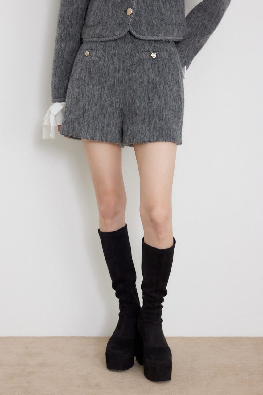 ハイウエストスリットショートパンツ GRY M