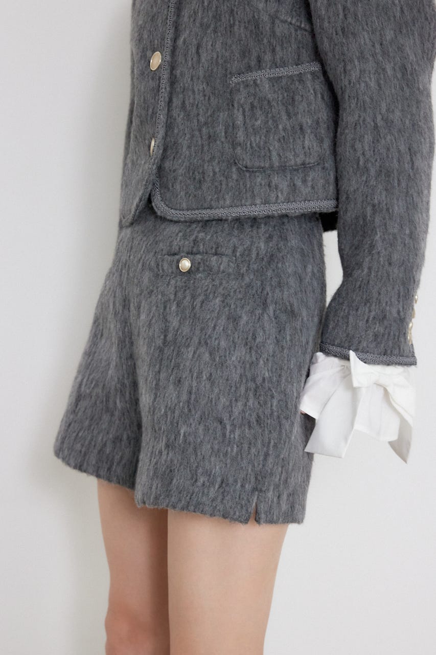 ハイウエストスリットショートパンツ GRY M