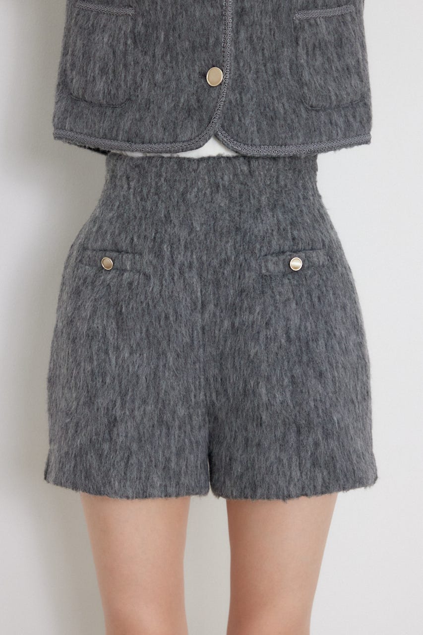 ハイウエストスリットショートパンツ GRY M